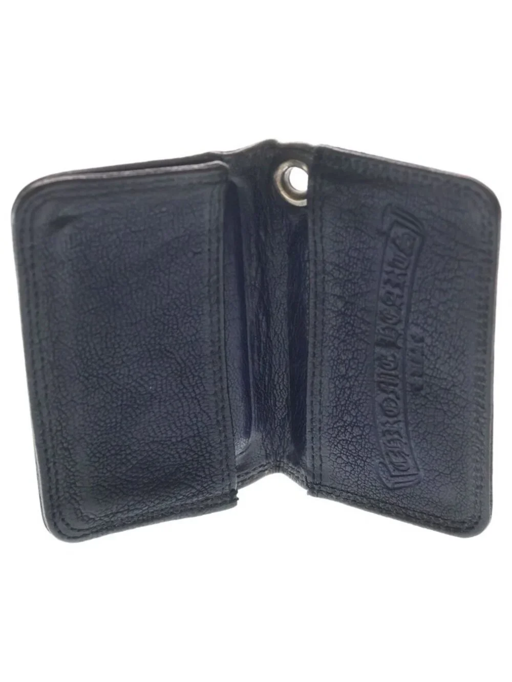 Chrome Hearts Card Case Leather with Grommet Black Navy
